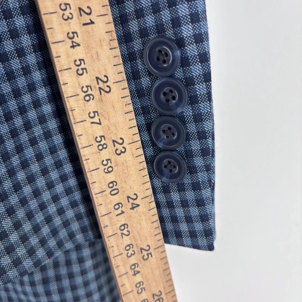 Michael Kors Blazer Mens 42R Blue Gingham Check Sport Coat Jacket Professional